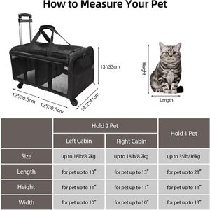 Luxury Soft Sided Airline Approved Pet Carrier with Zipper Closure Cat & Dog <b>Trolley</b> Bag Removable Wheels <b>Foldable</b> - Product Image 2