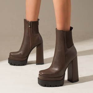 Fancy Thick Bottom Women's Short <b>Boots</b> Fashion Ankle High Chunky Heels Shoes Anti-slip Platform Women - Product Image 3