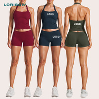 Ensemble de sport 2 pièces LORISOW pour femme : débardeur dos nu et short taille haute – Idéal pour le Pilates, la gym, l'entraînement et le fitness (pour les acheteurs de détail)