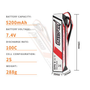 CNHL High DisCharge Racing Series 5200MAH 7.4V 2S 100C แบตเตอรี่ Lipo พร้อมปลั๊ก Deans สำหรับ RC Truggy - Product Image 2