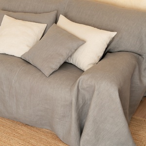 200gsm Pure Organic Flax Linen Couch <b>Sofa</b> Cover for Living Room Hotel All Season Custom Size 100% Linen <b>Slipcover</b> - Product Image 3