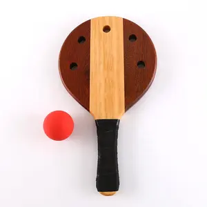 Professional Tennis Racket OEM Wood Design Beach Paddle Cheap Racquet New Wooden Frescobol Set