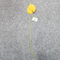 Fleur d'Anthurium à tige unique en PU, grande feuille, Lys de la Paix Rouge, 65 cm, avec bractée jaune flamant, orange et rouge, pour décoration intérieure, remise de diplôme, Halloween
