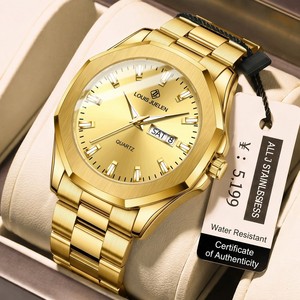 <span class=keywords><strong>Montre</strong></span> à quartz de luxe pour homme, boîtier en alliage doré, verre minéral, acier inoxydable, étanche 3 ATM, 42 mm, aiguilles lumineuses - Product Image 1