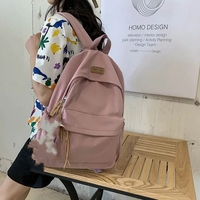 Mochilas Escolares de Gran Capacidad para Niñas, Verano 2022, Bolsa de Viaje Impermeable para Exteriores, Linda Mochila de Nailon para Computadora con Colgante de Peluche