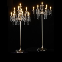 Lampes de table modernes en cristal, bougeoirs en métal doré, décoration de mariage, centres de table, éclairage de chemin, accessoires de scène