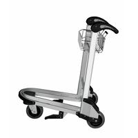 Carrito de equipaje de acero inoxidable para aeropuerto con asiento y 4 ruedas para uso pesado