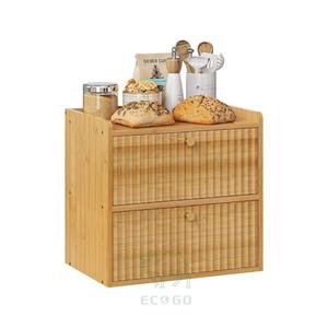 Boîte à pain rectangulaire en bambou rustique de qualité supérieure, conteneur de rangement pour comptoir de cuisine, double couche, écologique, imperméable - Product Image 5