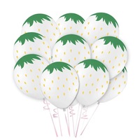 Lot de 12 ballons en latex de 12 pouces à motif fraise, recyclables, pour décoration de fête Hawaïenne d'été, thème Joyeux Anniversaire et J'aime la fraise