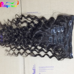 Clips dans le morceau de cheveux naturel ondulé cambodgien vierge Remy cheveux humains Double trame brut non traité Clip dans les extensions pour les femmes noires - Product Image 3