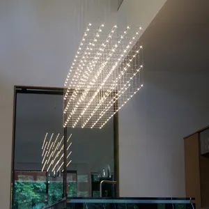 Vente chaude projet cas hall d'hôtel moderne led lustre lumière pour salon salle à manger