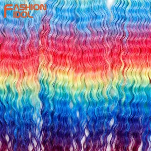 FASHION IDOL 300g 22 Inch Ariel Curl Hair Water Wave Twist Crochet Hair Synthetic Ombre Rainbow Color <b>Braiding</b> Hair Extensions - Product Image 5
