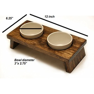 Elevated Wooden Pet <b>Feeder</b> Bowl Stainless Steel Double Dog Feeding Dish for <b>Cats</b> and Dogs - Product Image 2
