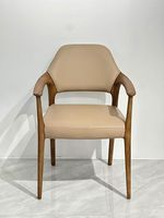 Fauteuils de salle à manger modernes en bois massif de style nordique, revêtement en cuir, design durable pour salles à manger, restaurants, hôtels, lieux de loisirs