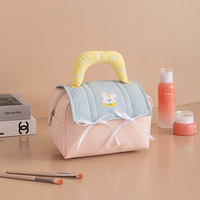 Sac de rangement portable en polyester, grande capacité, motif chat de dessin animé nuageux, style maisonnette mignonne, pour sac à main