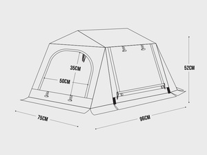 Tente portable imperméable et résistante au soleil, une chambre, quatre saisons, tissu Oxford/TC, logo/couleur personnalisés, emballage, mignonne, cool, spacieuse - Product Image 2