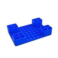 Palette en plastique robuste QS Blue 600x550x150mm avec 4 pieds, norme ISO pour le stockage en entrepôt