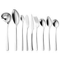 Ensemble de couverts en acier inoxydable moderne de 8 pièces en gros avec manche satiné, couverts en argent de luxe pour restaurant et hôtel