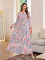 Abaya de Dubaï Robe musulmane pour femme Robe longue imprimée de diamants chauds Kaftan Arabic Party Caftan Elegant Embroidery Abayas Dress