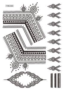 Autocollants de tatouage temporaire au henné noir pour les mains, les pieds et le corps, imperméables, autocollants, motifs variés pour adultes et femmes, décoration - Product Image 2