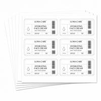 Étiquettes autocollantes en papier aluminium blanc mat imprimées sur mesure, code-barres/code QR, découpe à la forme, emballage, impression CMYK/