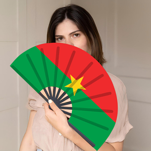Abanicos Plegables de Bambú con la Bandera de Burkina Faso al por Mayor, Abanico de Mano para Carnaval, Boda, Festival, Fiesta, Agencia de Viajes - Product Image 5