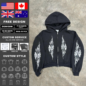 Hoodie Homme Personnalisé OEM en Coton, Coupe Boxy Courte, Zippé, Effet Délavé Acide, Grammage Lourd, Style Vieilli, Coupe Oversize - Product Image 6