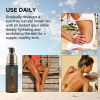Huile Corporelle Bronzante Végétale Sans Cruauté Animale 50ml Hydratante Rehausseur de Bronzage Teinte Plus Foncée Parfum Coco Estival Vitamine E Tout-en-un