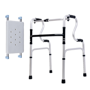 Rollator multiusos con asiento y bandeja para servir-Andador plegable de aluminio Ayuda de movilidad de altura ajustable de 4 ruedas - Product Image 6