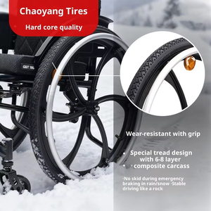 Ruote Posteriori per Sedia a Rotelle Sportiva Fuoristrada a 6 Lame Integrate CE, Pneumatici Larghi da 24 Pollici, Forniture per Terapia Riabilitativa - Product Image 5