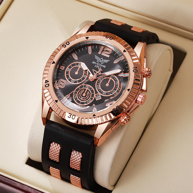 Best Selling New Men's Luxury Business Quartz Watch with Alloy Case Pointer Dial 40mm Large Sports Rubber Strap 20mm Customized