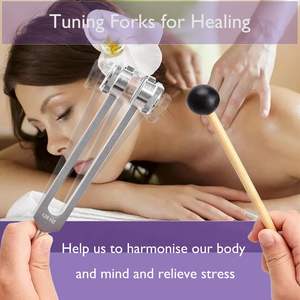 Ensemble de diapasons de qualité médicale 128Hz 136Hz 256Hz 384Hz pieds d'activateur de gemme pour la thérapie par le son de méditation de yoga comprend une boîte-cadeau - Product Image 6