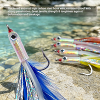 2/0 #   Umpan Lalat Air Asin Bercahaya 1.6g Bulu Iridescent Mata 3D Kail Karbon Berduri untuk Ikan Tarpon Pike Air Tawar Lepas Pantai