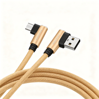 Câble USB-A vers Type-C à angle droit avec logo personnalisé OEM, design à 90 degrés, câble de données tressé durable