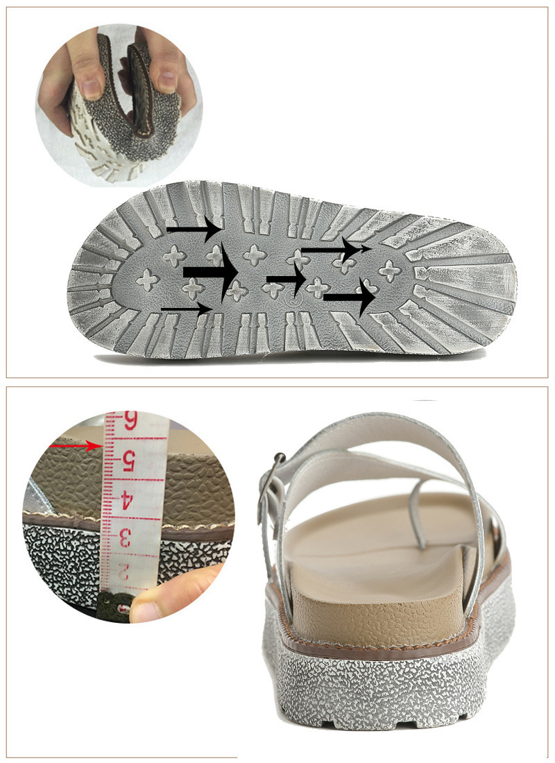 Cowhide Slippers Women Outdoor Muffin Bottom Clip Footwear Flat Sandals Thick Soft Slippers