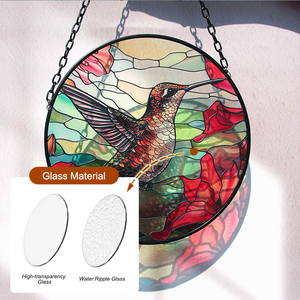 Attrape-soleil en verre Art Déco Colibri marron 25 cm, Décoration florale à suspendre à la fenêtre, Décoration de printemps, Cadeau pour les amateurs de jardin - Product Image 4