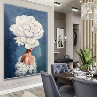 Peintures à l'huile grand format faites à la main de femmes aux fleurs, art mural moderne et élégant pour femmes