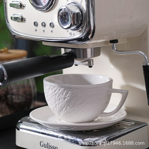 Ensemble tasse et soucoupe en céramique à motif pierre mate, style contemporain simple, 300 ml, gobelet à café Sawada pour Americano quotidien - Product Image 2