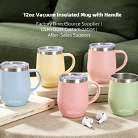 Doppelwandiger Edelstahl Isolierter Tragbarer Kaffeebecher 12oz Mit Griff Eierform Individuelles Logo Reisebecher OEM