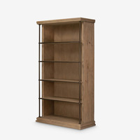 Bibliothèque ouverte en chêne de style provincial français avec structure métallique, étagère de présentation à 5 niveaux pour bureau à domicile, personnalisable OEM ODM