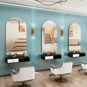 Hot <b>Sale</b> Factory Price Modern Salon Furniture Makeup Led Beauty Barber MDF Salon Hairdressing Mirror Light <b>Drawer</b> Strong - Product Image 2