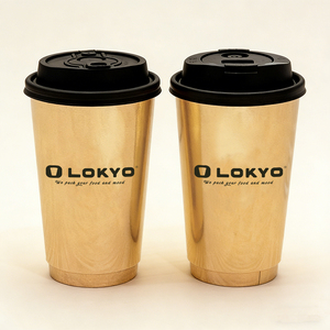 LOKYO Wholesale Custom logo Coffee Shop Takeaway Packaging Disposable Espresso Coffee Cup Paper Cups Set with Lids