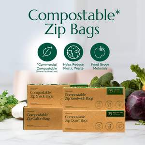 CLEANOMIC Sacs à lunch compostables Bundle Gallon Quart Tailles pour sandwichs et collations - Product Image 3