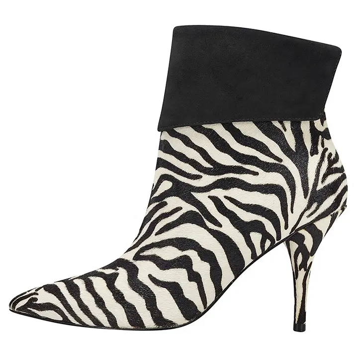 Ankle boots 2020 new design zebra print ankle boots fashion best-selling high heel pointed toe women's ankle boots