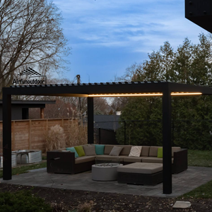 Pergola et gazebo en aluminium d'extérieur personnalisés avec toit à lames, marque <span class=keywords><strong>Airfun</strong></span>, facile à assembler, décorations de jardin - Product Image 1
