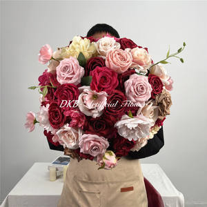 ของตกแต่งงานแต่งงานลดราคา DKB  ช่อดอกไม้ประดับโต๊ะงานแต่งงานขนาดใหญ่ หรูหรา ดอกกุหลาบสีขาวทำจากผ้าไหมเทียมขนาดใหญ่ - Product Image 5