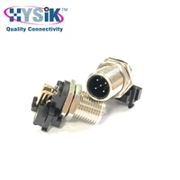 Conector PCB M12 de 5 y 8 Pines, en Ángulo Recto de 90 Grados, con Protección IP67, para Montaje en Panel Industrial