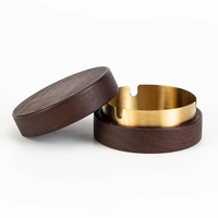 Cendrier en bois moderne de luxe coupe-vent avec couvercle et insert en acier inoxydable détachable pour la décoration de bureau et de maison, accessoires pour fumeurs de cigares