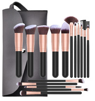 Meilleure vente de pinceaux de maquillage synthétiques en or Rose, 16 pièces, ensemble de pinceaux de maquillage, marque privée, 2023