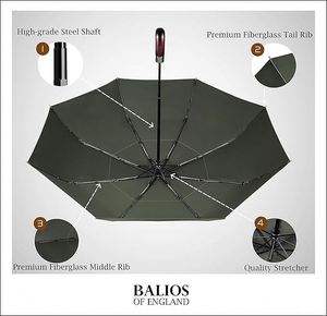 Paraguas de Viaje Plegable de 3 Secciones con Mango de Madera Real, Apertura y Cierre Automáticos, Ventilado, Resistente al Viento, Impermeable, para Promoción - Product Image 2